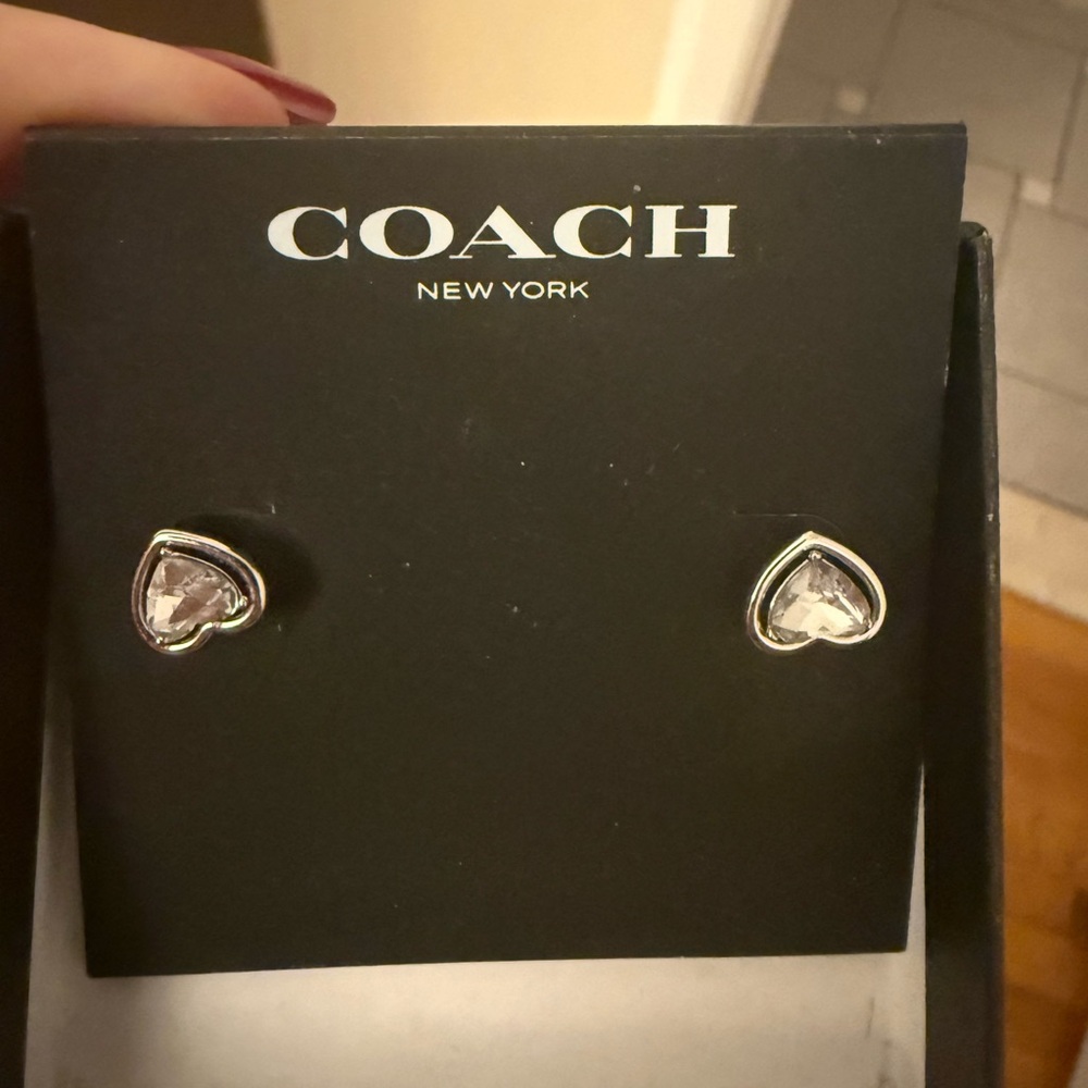 Coach Silver Heart Earrings